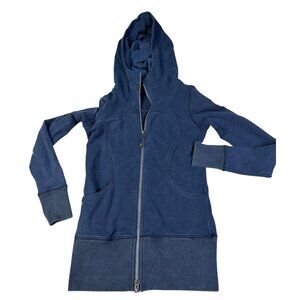 Lululemon Navy Blue Full-Zip Scuba Hoodie With Thumb Holes Women's Size 4